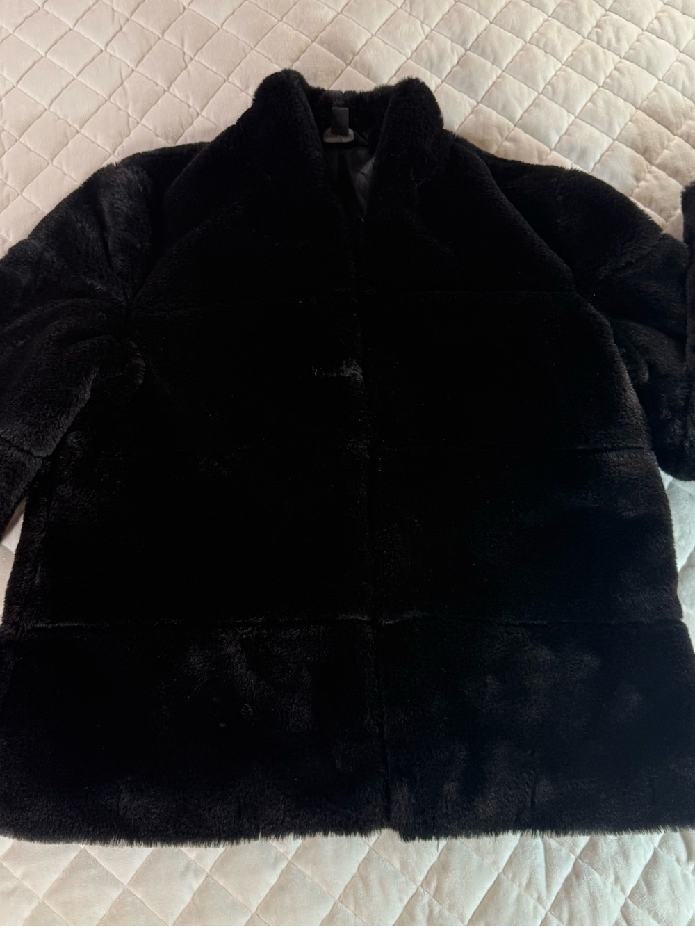 Simply Vera Vera Wang Black Faux Fur Jacket Coat Stand Collar Size M